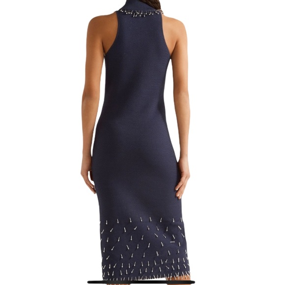 Jonathan Simkhai Beaded Navy Blue Dress Small - Picture 4 of 11